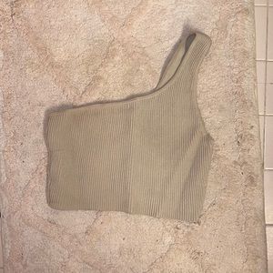 Babton Sculpt Knit One-Shoulder Cropped Tank